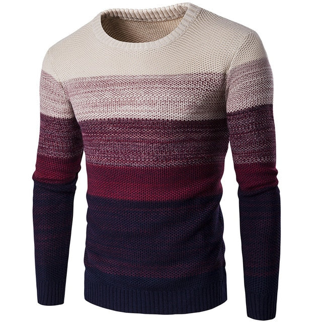 Men's O Neck Striped Sweater