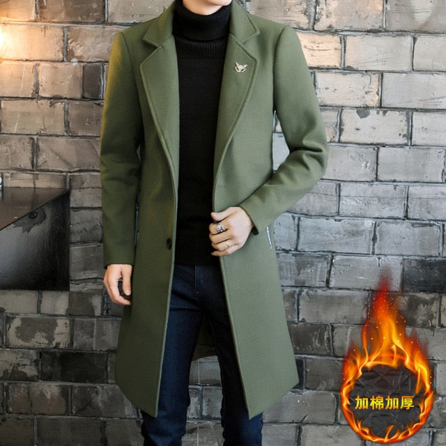 Men's Long Single Breasted Coat